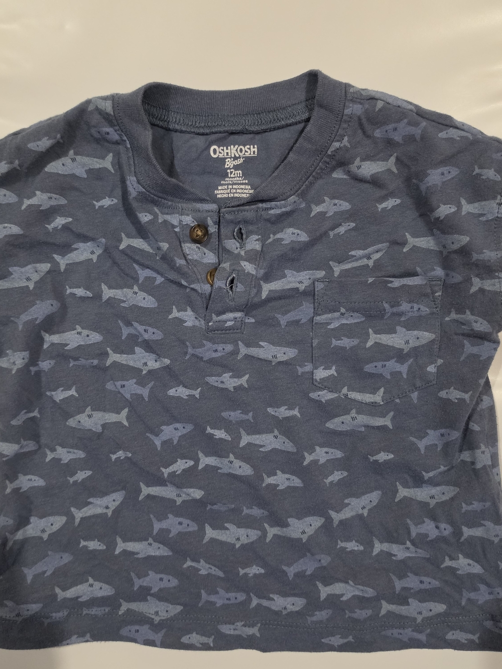OshKosh B'gosh Navy Shark Henley Tee